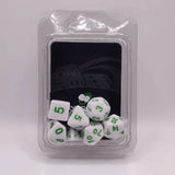 White with Green Plain Dice Set - Fun Flies Ltd