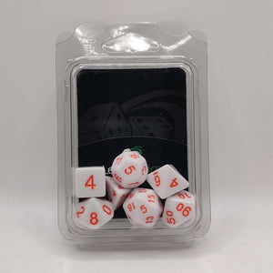 White with Orange Plain Dice Set - Fun Flies Ltd