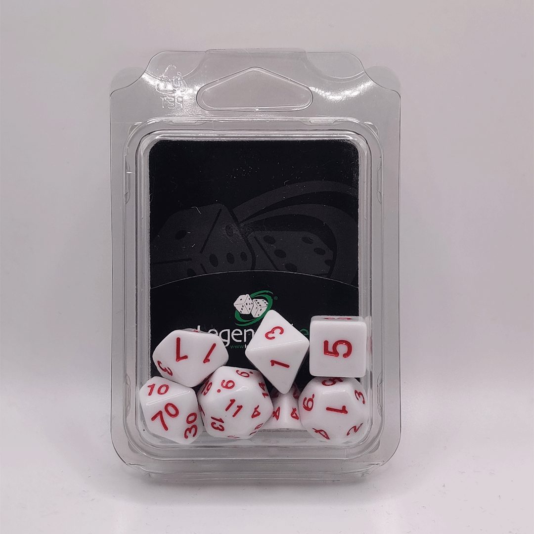 White with Red Plain Dice Set - Fun Flies Ltd