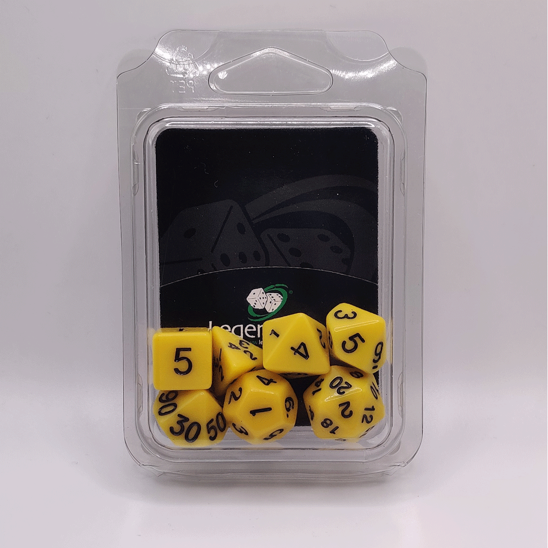 Yellow Plain Dice Set - Fun Flies Ltd